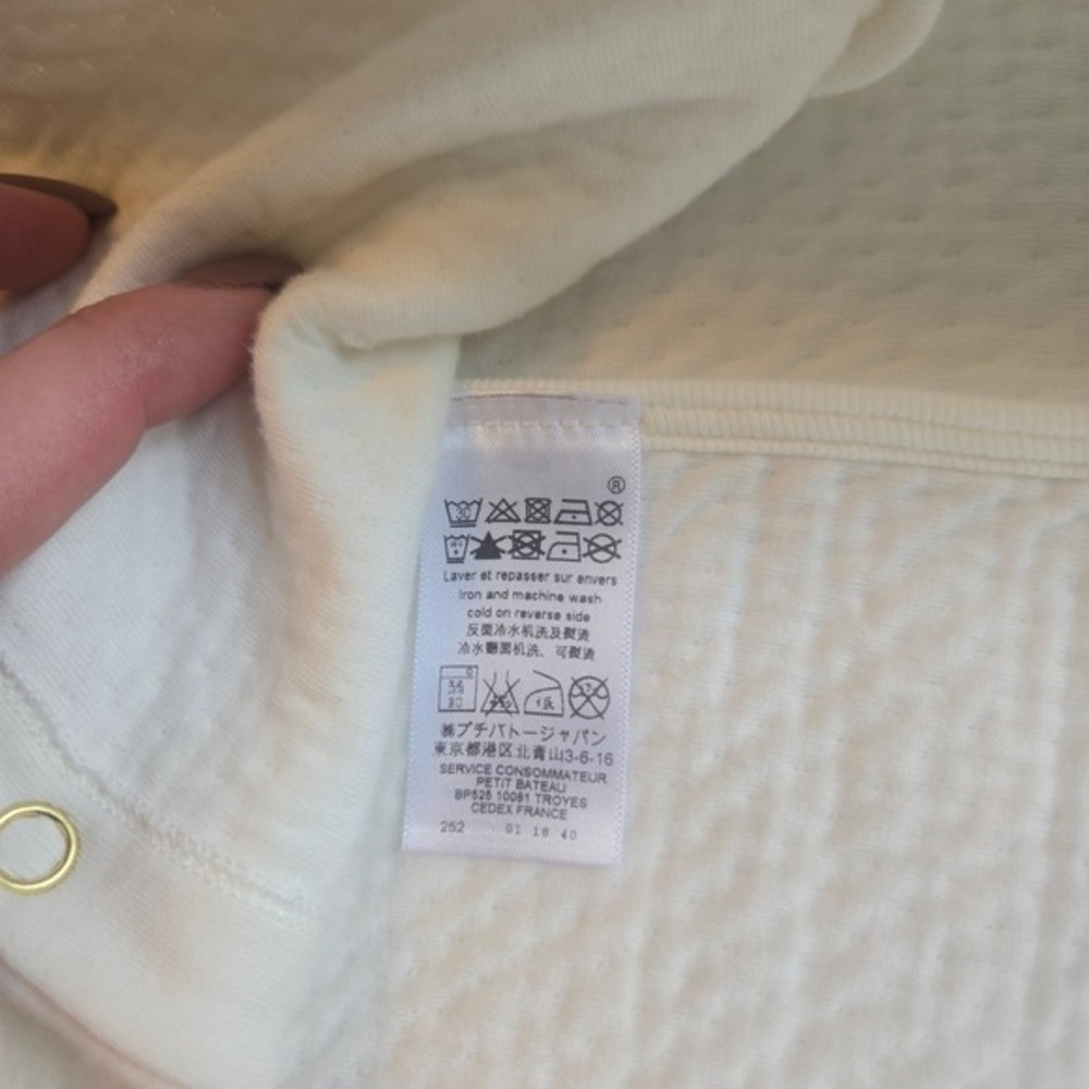 Petit Bateau White Quilted Tubic Cotton Cardigan Coat Gold Buttons 12M 74cm - Picture 5 of 6
